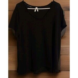 Mudd Women's Black Knit Short Sleeve V-Neck Top Womens Size L Large Vintage